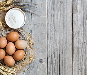 Chicken eggs, wheat and flour