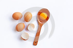 Chicken eggs with yolk photo