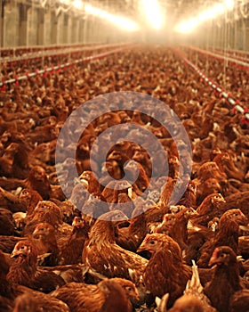 Chicken farm, eggs and poultry production