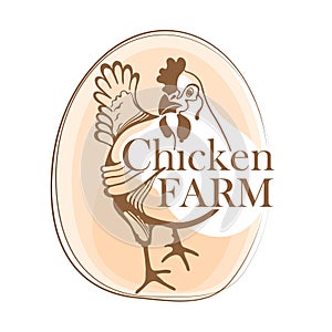 Chicken farm labels and design elements in hand drawn line style for your design