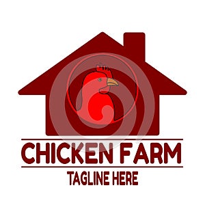 chicken farm logo vector, illustration of laying hens in a circle on a farm building