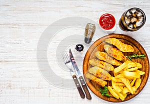 Chicken Fingers with French Fries and Cola