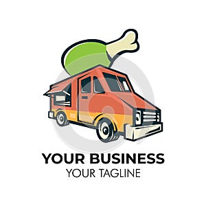 Chicken food truck logo template