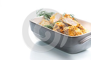 Chicken fried in batter with dill