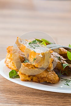 Chicken fried in batter