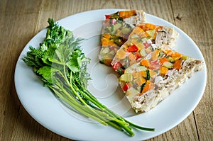 Chicken galantine with vegetables