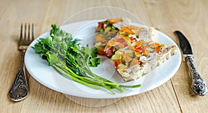 Chicken galantine with vegetables