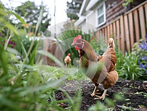 chicken in the garden