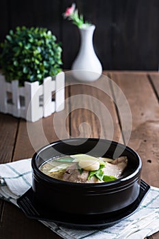 Chicken ginseng soup also known as samgye-tang