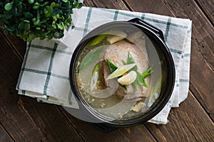 Chicken ginseng soup also known as samgye-tang