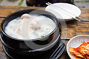 Chicken ginseng soup or samgyetang
