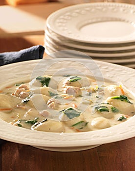 Chicken and gnocchi soup meal