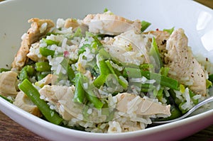 Chicken with green beans and rice