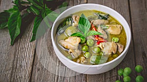 Chicken Green Curry with Ingredients, Thai Cuisine Tradition and