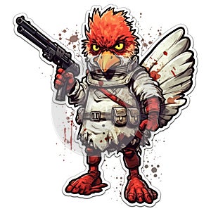 chicken gun tattoo sticker illustration Halloween scary creepy horror crazy devil