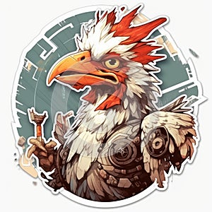 chicken gun tattoo sticker illustration Halloween scary creepy horror crazy devil