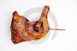 Chicken hips are grilled , Isolated on white background.