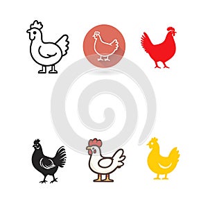 Chicken Icon Set: Minimalist Design on Transparent Background photo