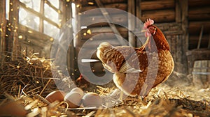 The chicken inside barn.AI generated image