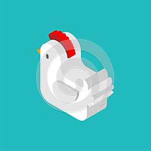 Chicken isometric isolated. Chicken farm birds