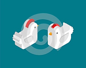 Chicken isometric set. Chicken farm birds