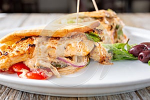 chicken kabob pita wrap plate