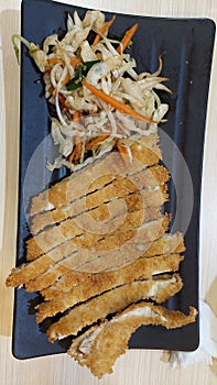 Chicken katsu with fresh veggie salad