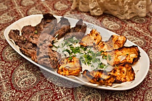 Chicken and lamb kebab