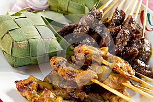 Chicken and Lamb Satay Skewers with Ketupat Rice