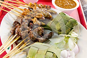 Chicken and Lamb Satay Skewers with Ketupat Rice