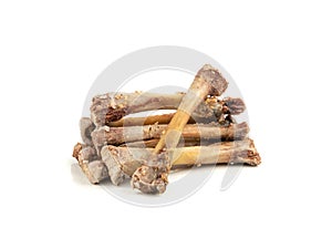 Chicken Leftovers Isolated, Cleanly Gnawed Bones, Gnawed Bare Bones after Dinner, Eaten Clean Lunch photo