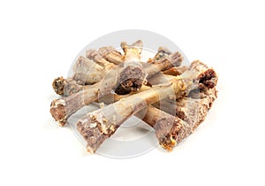 Chicken Leftovers Isolated, Cleanly Gnawed Bones, Gnawed Bare Bones after Dinner, Eaten Clean Lunch photo