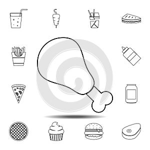 chicken leg icon. Simple thin line, outline vector element of Fast food icons set for UI and UX, website or mobile application