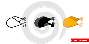 Chicken legs icon of 3 types. Isolated vector sign symbol.