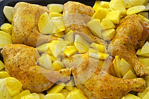 Chicken legs and potato