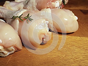 Chicken legs raw broiler closeup