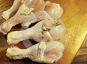 Chicken legs raw broiler closeup