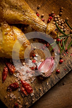 chicken legs with spice close up