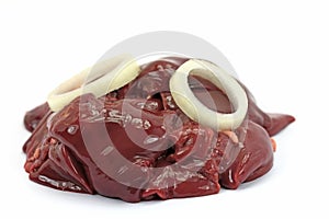 Chicken liver isolated against white background photo