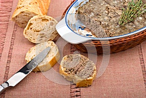 Chicken liver pate on bread