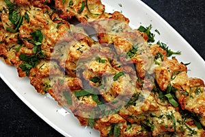 Chicken lulia kebab with herbs on a plate photo