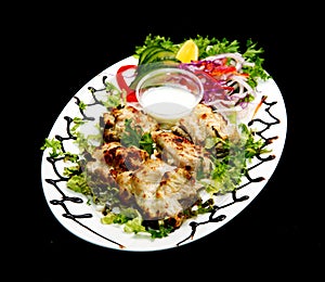 Chicken malai tikka with white sauce