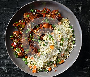 Chicken manchurian and fried rice