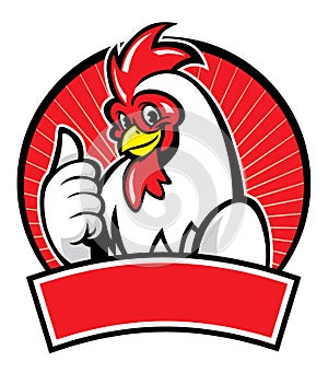 Chicken mascot with thumb up