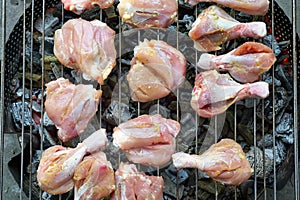 Chicken meat on a grill