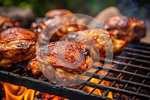 Chicken meat on grill. Generate Ai