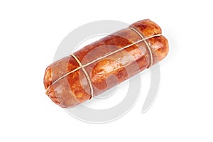 Chicken meat roulade, isolated on a white background