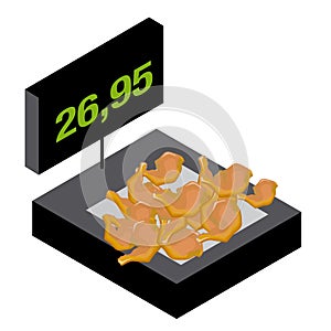 Chicken meat on a scale