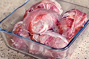 Chicken meat wrapped in bacon