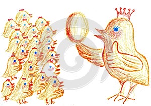 Chicken meeting illustration